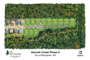 Site plan for Hannah Creek Phase 6 showing lots 121–132 along Brookstone Drive with a cul-de-sac, bordered by trees.